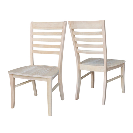 International Concepts Set of 2 Roma Ladderback Chairs, Unfinished C-310P